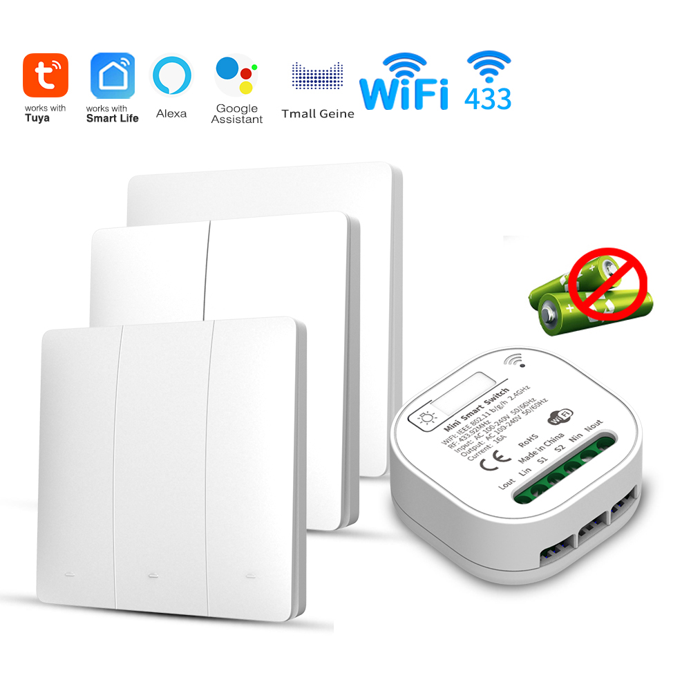 Smart Home Wiz - Tuya WiFi Smart Self-Powered Light Switch,Kinetic