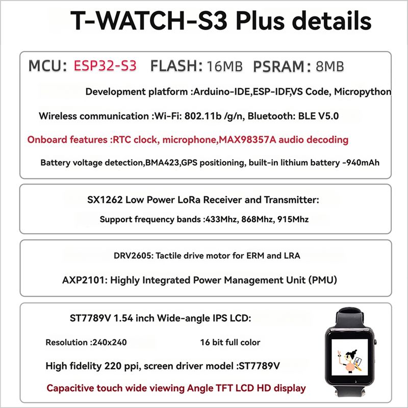 Hot-T-Watch-S3 Plus Programmab - Smart Home Using Esp32 recension och pris