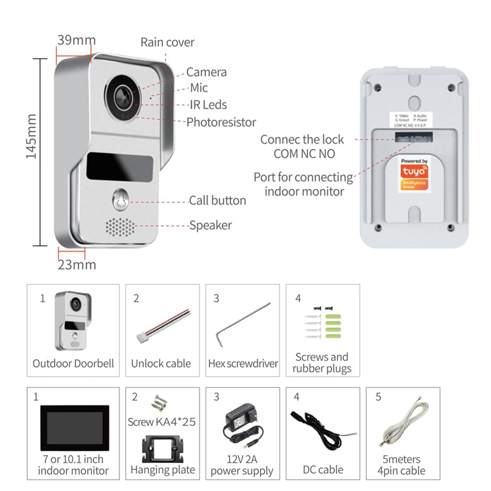 Door Intercom Doorbell, 10.1 I - Wifi Doorbell Camera recension och pris