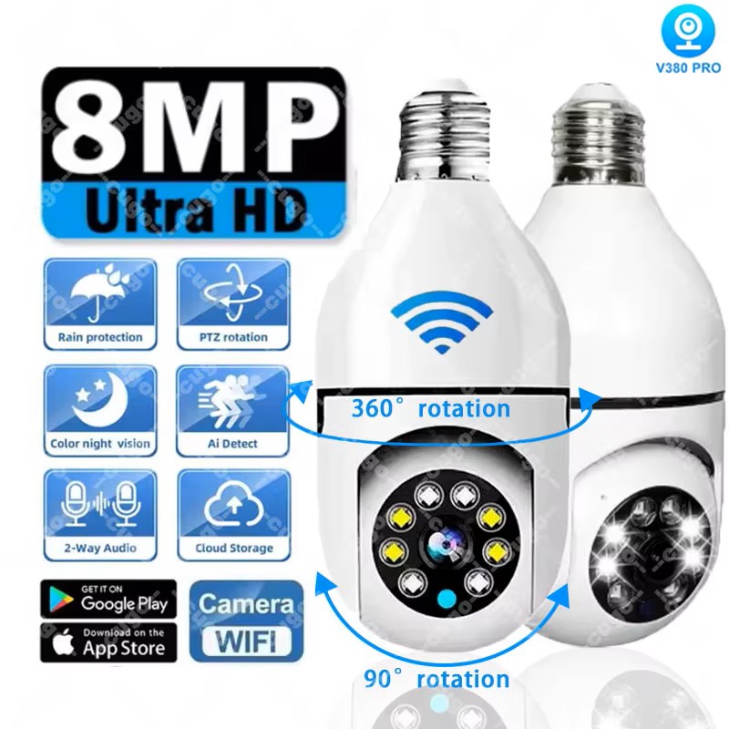 8MP E27 Bulb Surveillance Came - Smart Baby Night Light recension och pris