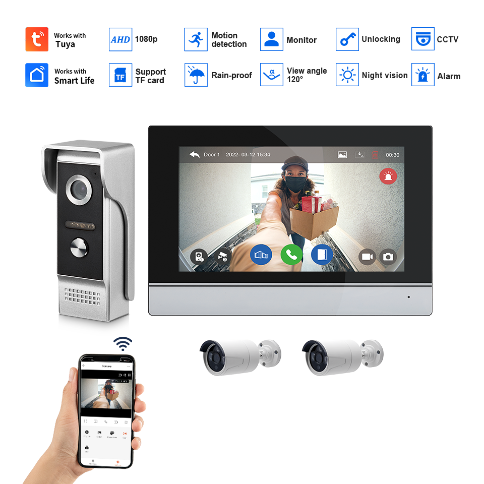 7Inch IPS Screen 2MP  Tuya Rem - Wifi Doorbell Camera recension och pris